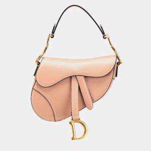 Pre Owned Dior Pink Mini Calfskin Saddle Bag