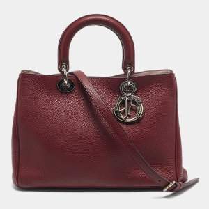 Dior Red Leather Medium Diorissimo Shopper Tote
