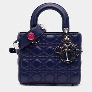 Pre Owned Dior Blue Small Lambskin Cannage My ABCDior Lady Dior