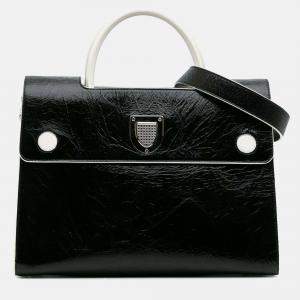 Pre Owned Dior Black Medium Crinkled Calfskin Diorever Satchel