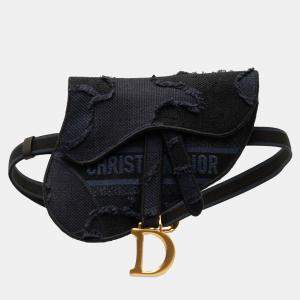 Pre Owned Dior Saddle Blue Camouflage Canvas Belt Bag