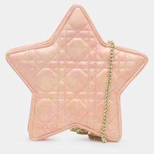 Pre Owned Dior Kids Star Pink Cannage Lambskin Crossbody Bag