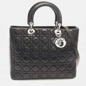 مملوكة مسبقًا Christian Dior Lady Large Black Cannage Leather Handbag