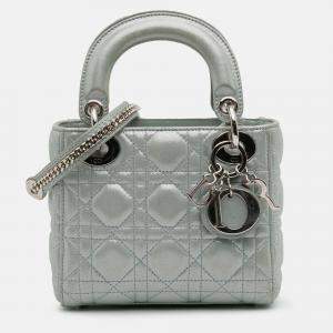 Pre Owned Mini Iridescent Lambskin Cannage Lady Dior