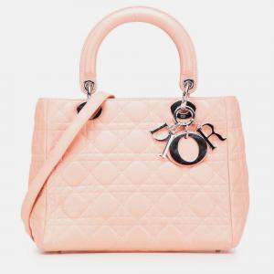 Pre Owned Dior Pink Medium Lambskin Cannage Lady Dior