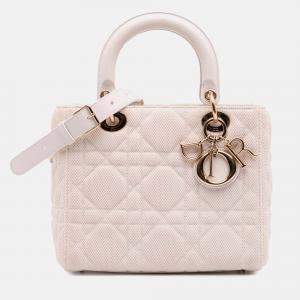 Pre Owned Dior Pink Medium Mesh Cannage Lady Dior