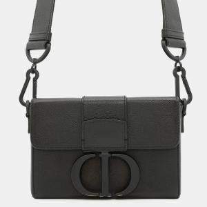 Pre Owned Dior Montaigne Black Leather Shoulder Bag