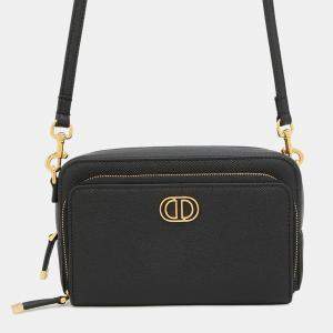 Pre Owned Dior Karo Double Pouch Black Leather