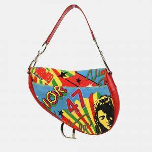 Pre Owned Christian Dior Saddle Red Dior Mania Handbag
