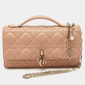 Pre Owned Dior Dusty Pink Cannage Leather Mini My Dior Top Handle Bag