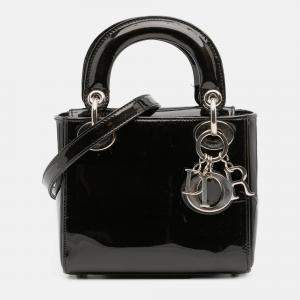 Pre Owned Dior Black Mini Patent Lady Dior