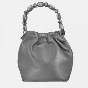 Pre Owned Christian Dior Malice Metallic Gray Leather Handbag