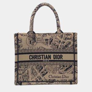 Pre Owned Christian Dior Book Beige/Black Fabric Tote