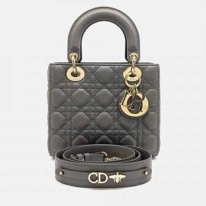 Pre Owned Dior Grey Leather Lady Bag Small
