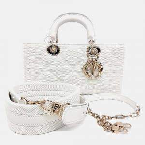 Pre Owned Dior White Fabric Lady D-JOY Medium