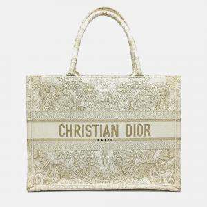 Pre Owned Dior Beige Fabric Christian Dior Book Tote Bag