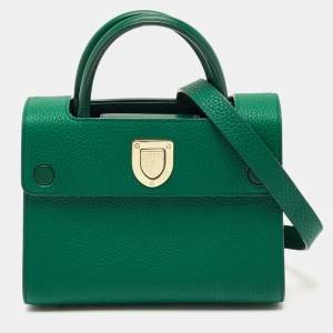 Pre Owned Dior Green Leather Mini Diorever Top Handle Bag