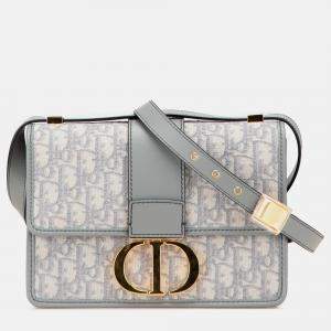 Pre Owned Dior Grey Medium Oblique Canvas 30 Montaigne Bag