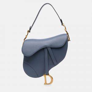 Pre Owned Dior Blue Goatskin Saddle Bag