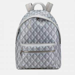 Pre Owned Christian Dior Dior Cd Diamond Hit The Road Backpack Gray Pvc Leather