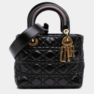 Pre Owned Dior Black Small Crinkled Patent Cannage My ABCDior Lady Dior