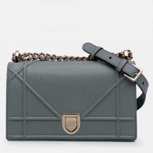 Pre Owned Dior Grey Small Grained Calfskin Diorama Flap