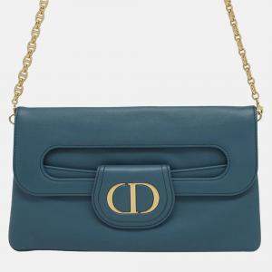 Pre Owned Dior Blue Medium Calfskin DiorDouble Chain Bag