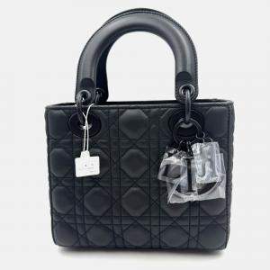 Pre Owned Dior Black Cannage all black Matte Leather Small Lady Dior Tote