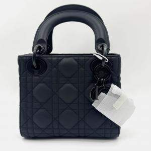مملوكة مسبقًا Dior Black Cannage all black Matte Leather mini Lady Dior Tote