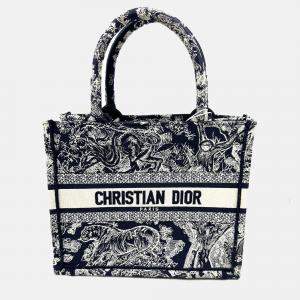 Pre Owned Dior Navy BlueWhite Embroidered Canvas Small Toile de Jouy Book Tote