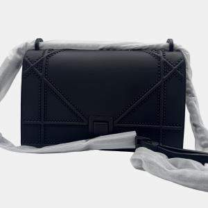 Pre Owned Dior black matte Leather studed Medium Diorama Flap Shoulder Bag