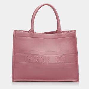 Pre Owned Dior Pink Medium Embossed Book Tote