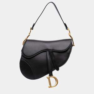 Pre Owned Dior Black Smooth Calfskin Saddle Bag