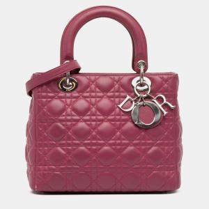 Pre Owned Dior Purple Medium Lambskin Cannage Lady Dior