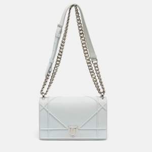 Pre Owned Dior Light Blue Leather Small Diorama Shoulder Bag