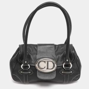 Pre Owned Dior Black Leather St. Germain Flap Satchel