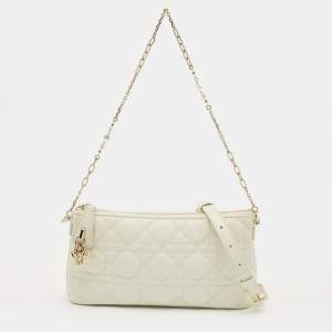 Pre Owned Dior White Cannage Leather Mini Midi Miss Dior Bag