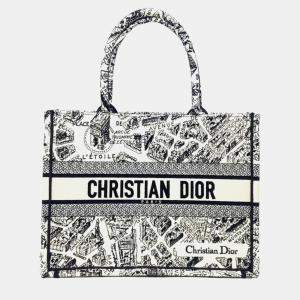 Pre Owned Dior Black White Fabric Book Tote Bag