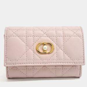 Pre Owned Dior Pink Leather Jolie Glycine Card Holder