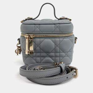 Pre Owned Dior Grey Leather Cannage Micro Vanity