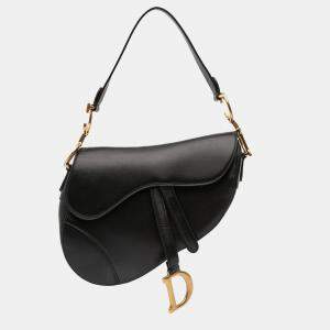 Pre Owned Dior Black Smooth Calfskin Saddle Bag