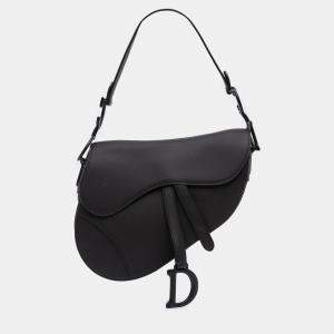 Pre Owned Dior Black Ultra Matte Calfskin Saddle Bag
