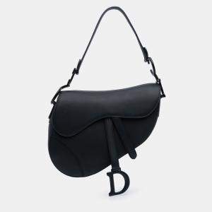 Pre Owned Dior Black Ultra Matte Calfskin Saddle Bag