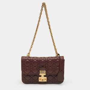 Pre Owned Dior Burgundy Cannage Leather Medium DiorAddict Shoulder Bag
