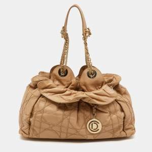 Pre Owned Dior Beige Cannage Leather Le Trente Shoulder Bag