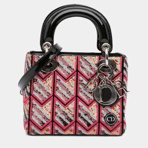 Pre Owned Dior Pink Mini Patent Sequined Lady Dior