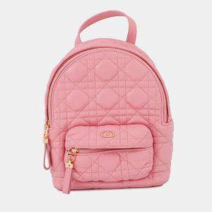 Pre Owned Dior Cannage Backpack Pink Leather Size Mini