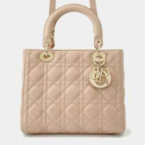 Pre Owned Dior Lady Dior Jasmin Flower Lambskin Medium Handbag