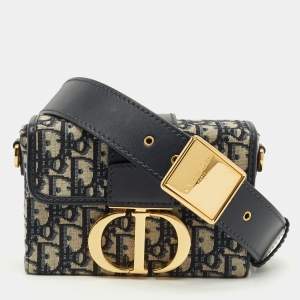 Pre Owned Dior Blue Oblique Canvas 30 Montaigne Box Bag
