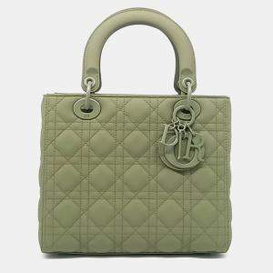Pre Owned Dior Green Leather Ultramatte Lady Bag Medium
